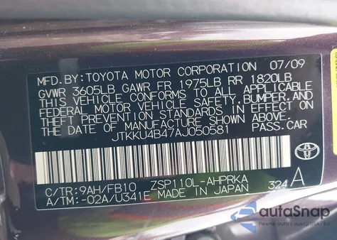 2010 Scion Xd z USA, uszkodzony, nr VIN JTKKU4B47AJ050581